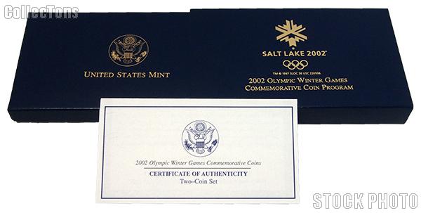 2002 Salt Lake City Winter Games Commemorative Two-Coin Set OGP Replacement Box and COA