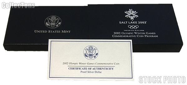 2002 Salt Lake City Winter Games Commemorative Proof Silver Dollar OGP Replacement Box and COA