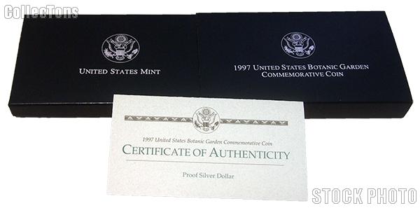 1997 United States Botanic Garden Commemorative Proof Silver Dollar OGP Replacement Box and COA