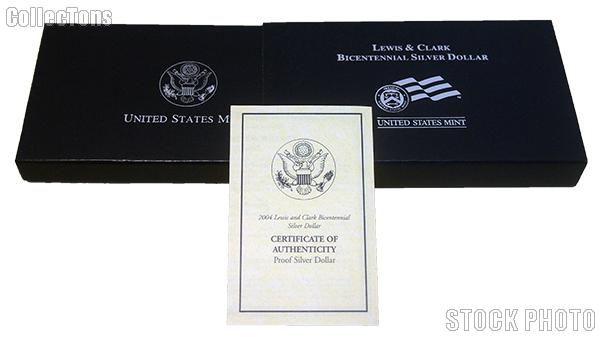 2004 Lewis and Clark Bicentennial Commemorative Proof Silver Dollar OGP Replacement Box and COA