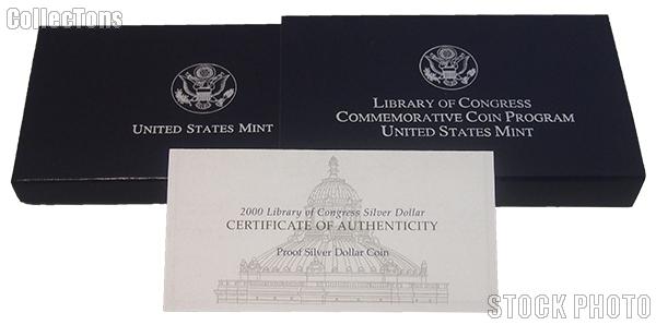 2000 Library of Congress Commemorative Proof Silver Dollar OGP Replacement Box and COA