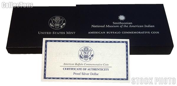 2001 American Buffalo Commemorative Proof Silver Dollar OGP Replacement Box and COA