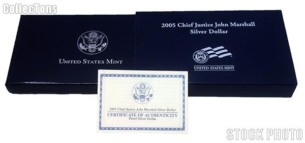 2005 Chief Justice John Marshall Commemorative Proof Silver Dollar OGP Replacement Box and COA