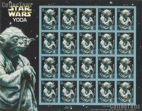 2007 Star Wars Yoda 41 Cent US Postage Stamp Unused Sheet of 20 Scott #4205