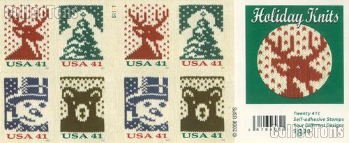 2007 Holiday Knits 41 Cent US Postage Stamp Unused Booklet of 20 Scott #4207B - #4210B