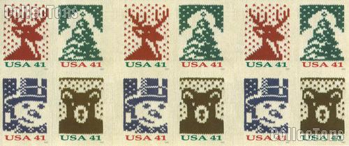 2007 Holiday Knits 41 Cent US Postage Stamp Unused Booklet of 20 Scott #4207B - #4210B