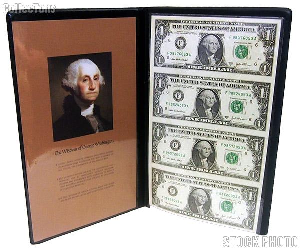 2003 George Washington $1 Bill Uncut Currency Set (4 bills) in Portfolio from World Reserve Monetary Exchange