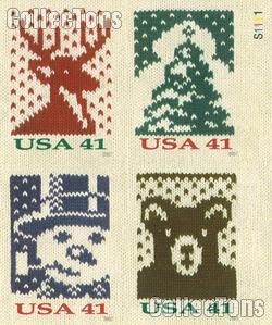 2007 Holiday Knits 41 Cent US Postage Stamp Unused Booklet of 20 Scott #4207B - #4210B