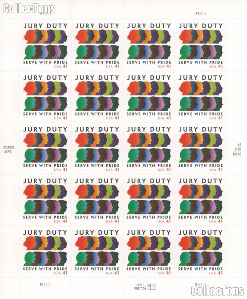 2007 Jury Duty 41 Cent US Postage Stamp Unused Sheet of 20 Scott #4200