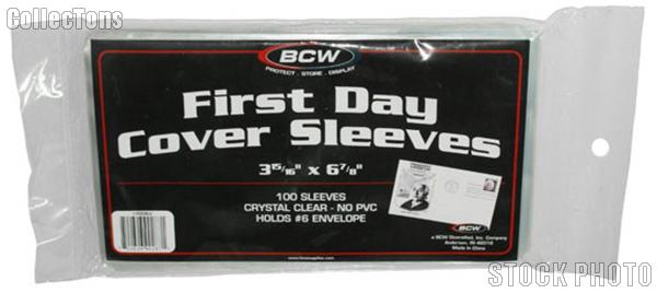 First Day Cover Sleeves by BCW 100 Sleeves for First Day Covers and #6 Envelopes