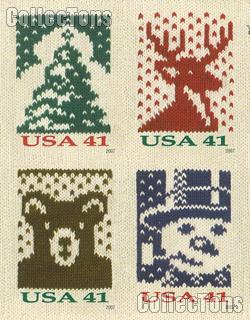 2007 Holiday Knits 41 Cent US Postage Stamp Unused Sheet of 20 Scott #4207 - #4210