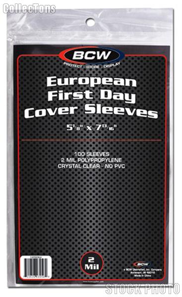 European First Day Cover Sleeves by BCW 100 Sleeves for European First Day Covers