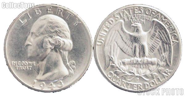 1943-D Washington Silver Quarter in AU+ Condition