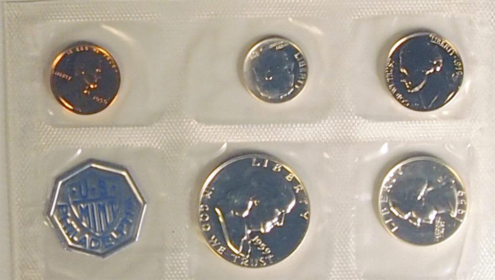 1959 PROOF SET * ORIGINAL * 5 Coin U.S. Mint Flat Pack Proof Set