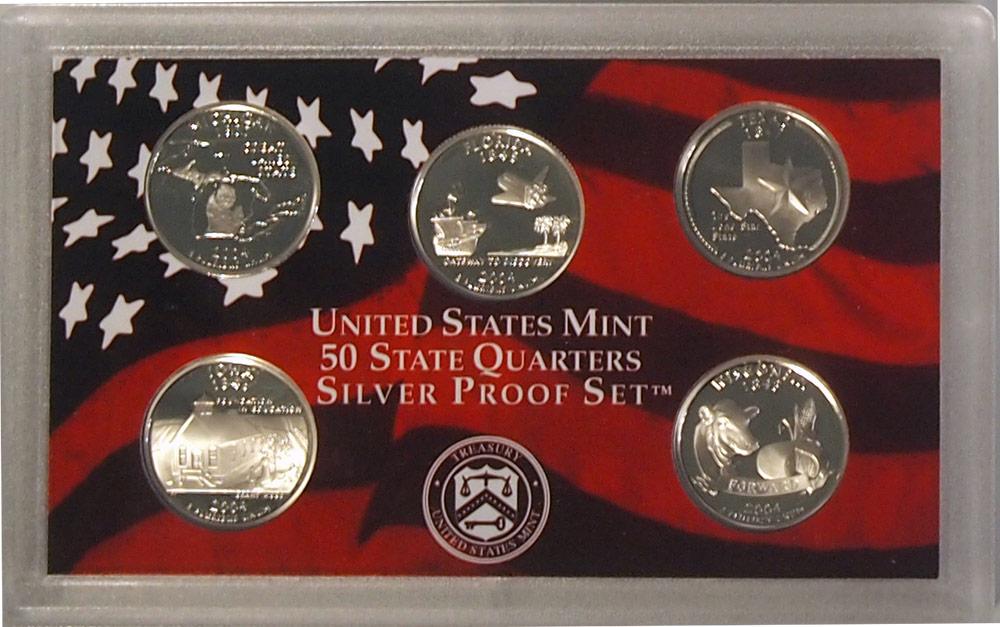 2004 SILVER QUARTER PROOF SET * 5 Coin U.S. Mint Proof Set