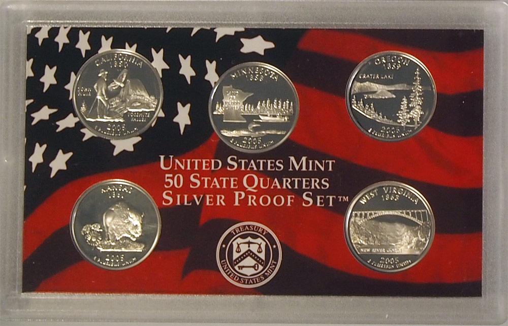 2005 SILVER QUARTER PROOF SET * 5 Coin U.S. Mint Proof Set