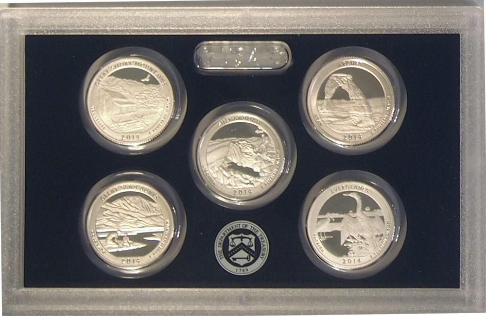 2014 National Parks SILVER Quarter Proof Set - 5 Coins