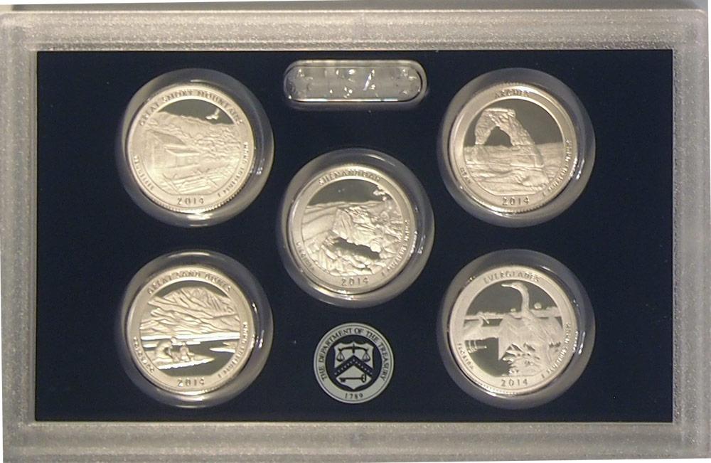 2014 SILVER QUARTER PROOF SET * 5 Coin U.S. Mint Proof Set