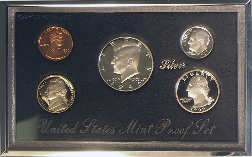 1992 PREMIER SILVER PROOF SET Deluxe Box 5 Coin U.S. Mint Proof Set