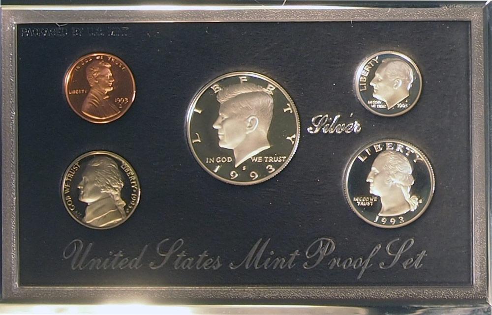 1993 PREMIER SILVER PROOF SET Deluxe Box 5 Coin U.S. Mint Proof Set