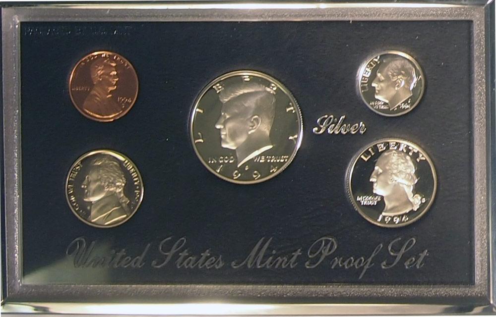 1994 PREMIER SILVER PROOF SET Deluxe Box 5 Coin U.S. Mint Proof Set