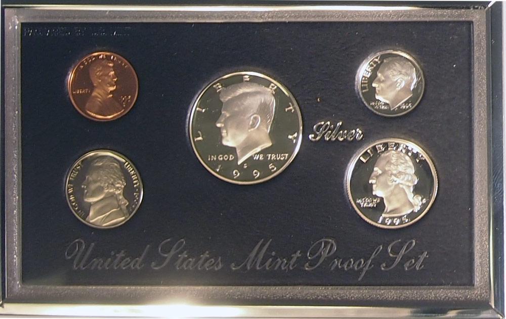 1995 PREMIER SILVER PROOF SET Deluxe Box 5 Coin U.S. Mint Proof Set