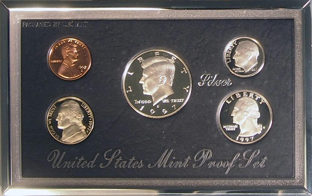 1997 PREMIER SILVER PROOF SET Deluxe Box 5 Coin U.S. Mint Proof Set