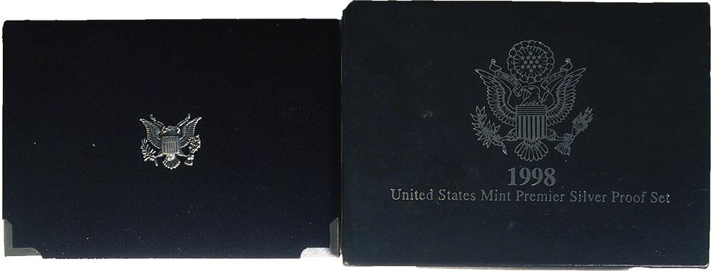 1998 PREMIER SILVER PROOF SET Deluxe Box 5 Coin U.S. Mint Proof Set