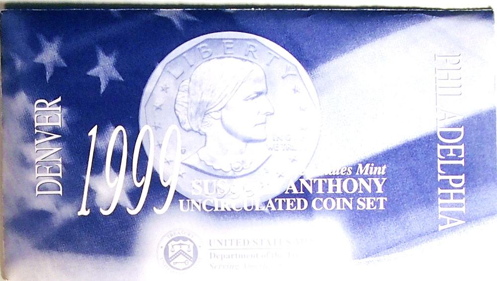 1999 Susan B Anthony Dollar US Mint Set Uncirculated P&D SBA Dollars