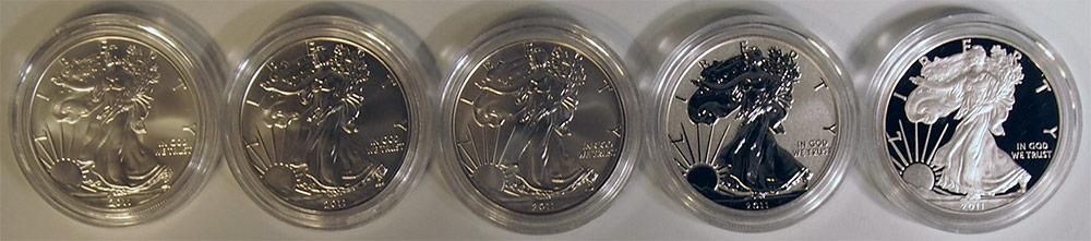 25th Anniversary Silver Eagle Set 5 Coin 2011 American Silver Eagle US Mint Set