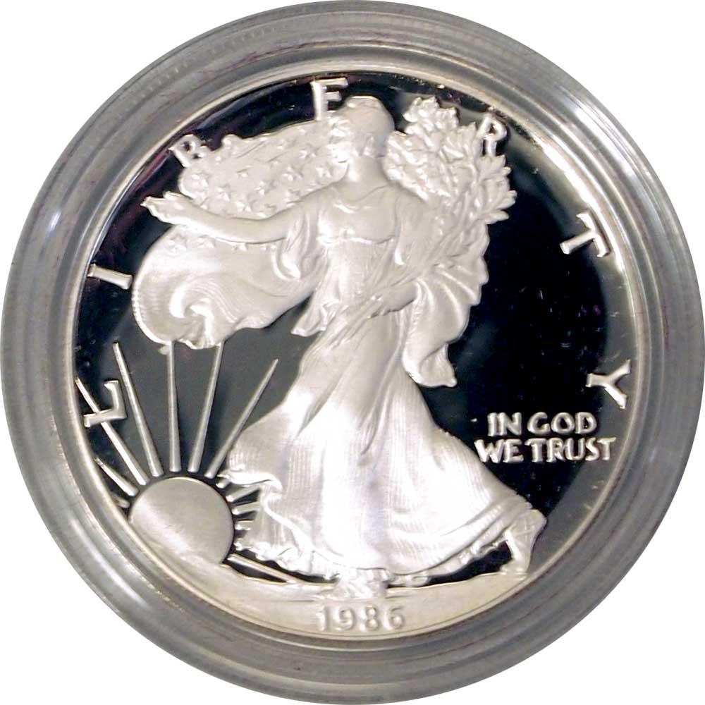 1986 Silver Eagle PROOF In Box with COA 1986-S American Silver Eagle Dollar Proof