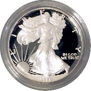 1986 Silver Eagle PROOF In Box with COA 1986-S American Silver Eagle Dollar Proof