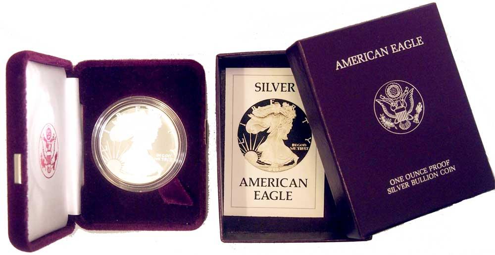 1986 Silver Eagle PROOF In Box with COA 1986-S American Silver Eagle Dollar Proof