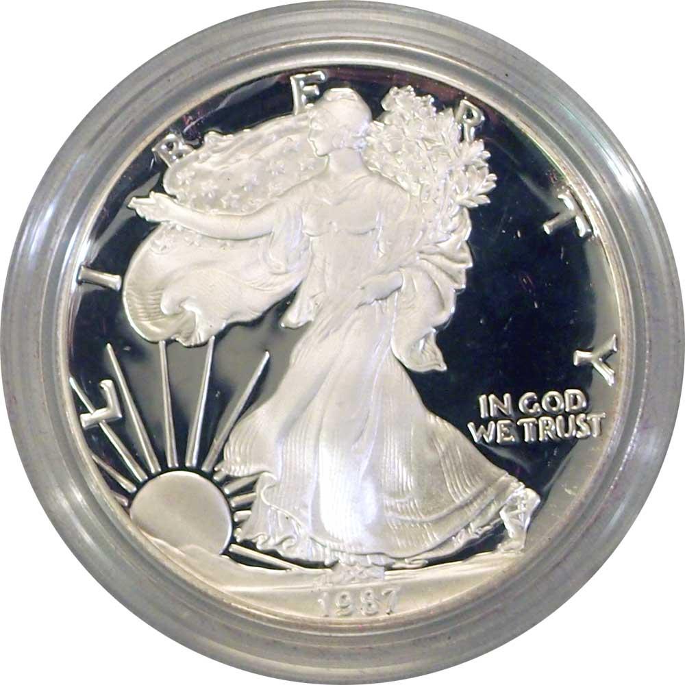 1987 Silver Eagle PROOF In Box with COA 1987-S American Silver Eagle Dollar Proof