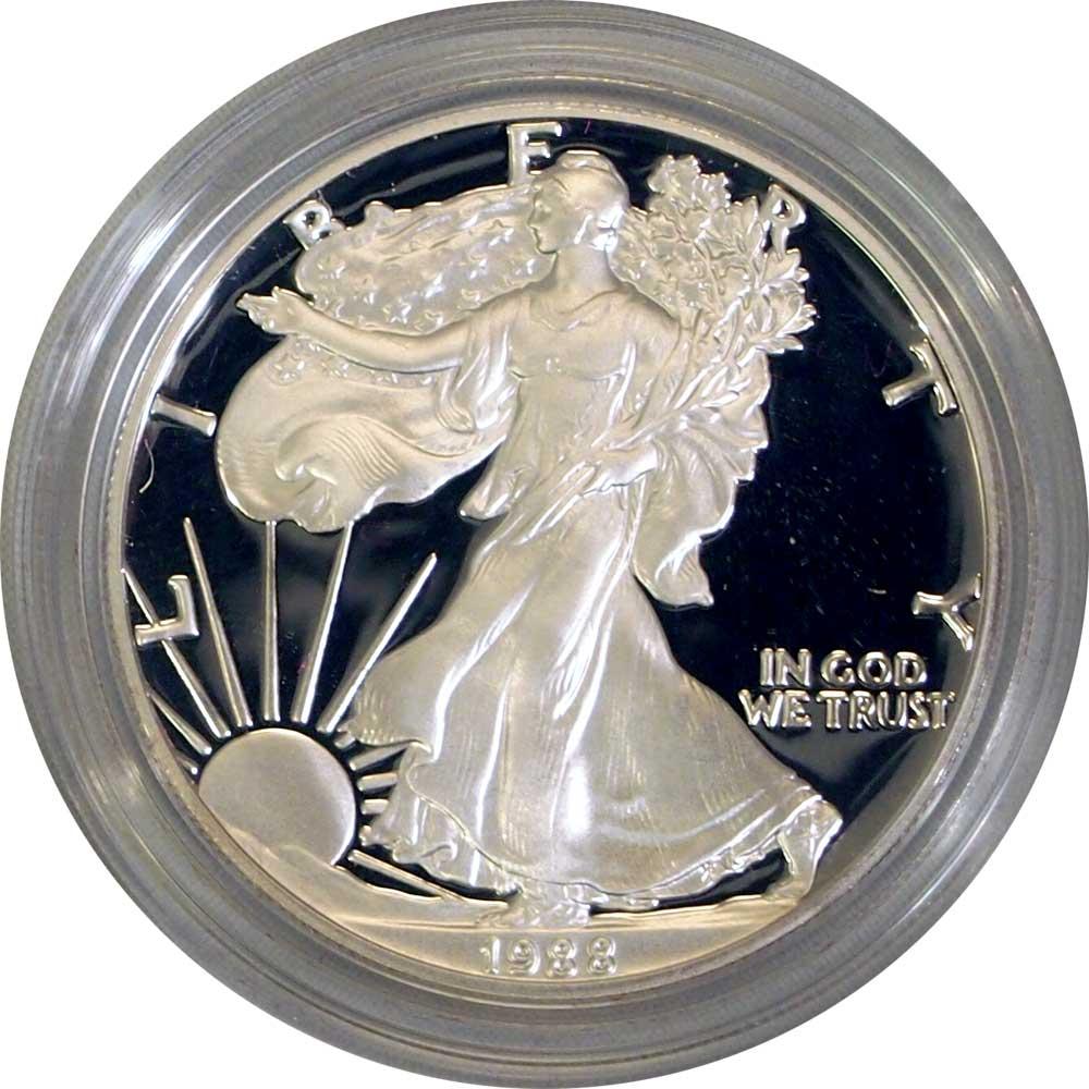 1988 Silver Eagle PROOF In Box with COA 1988-S American Silver Eagle Dollar Proof