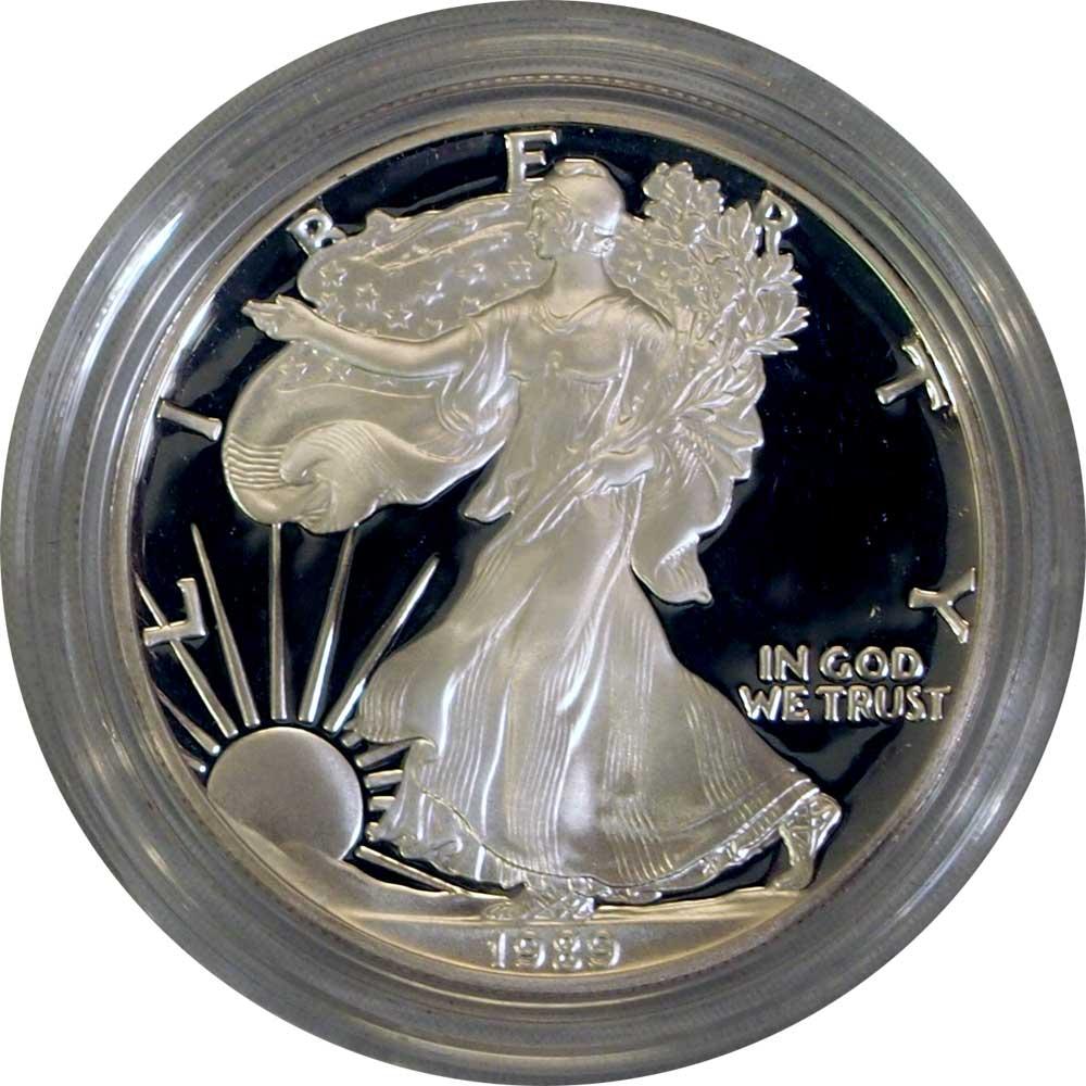 1989 Silver Eagle PROOF In Box with COA 1989-S American Silver Eagle Dollar Proof