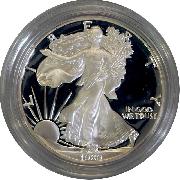 1989 Silver Eagle PROOF In Box with COA 1989-S American Silver Eagle Dollar Proof