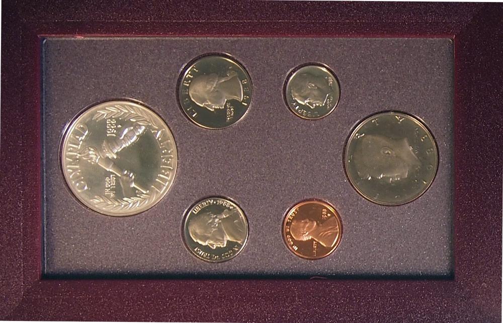 1988 PRESTIGE PROOF SET Deluxe Box & Papers 6 Coin U.S. Mint Proof Set