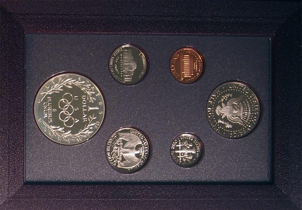 1988 PRESTIGE PROOF SET Deluxe Box & Papers 6 Coin U.S. Mint Proof Set