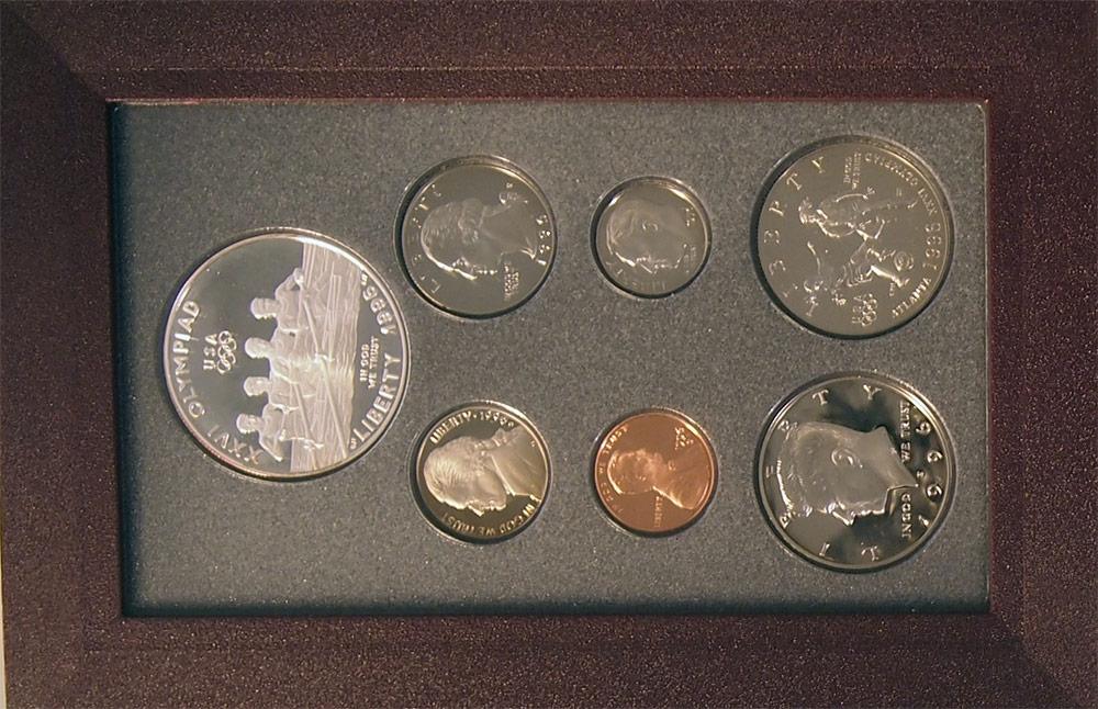 1996 PRESTIGE PROOF SET Deluxe Box & Papers 7 Coin U.S. Mint Proof Set