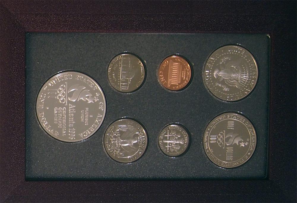 1996 PRESTIGE PROOF SET Deluxe Box & Papers 7 Coin U.S. Mint Proof Set