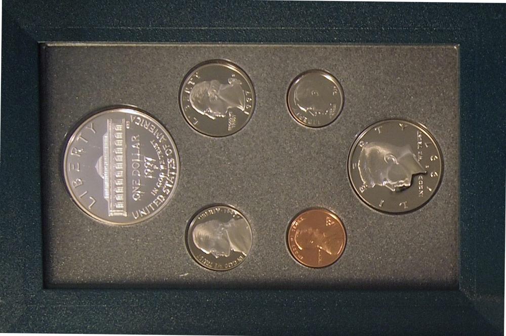 1997 PRESTIGE PROOF SET Deluxe Box & Papers 6 Coin U.S. Mint Proof Set