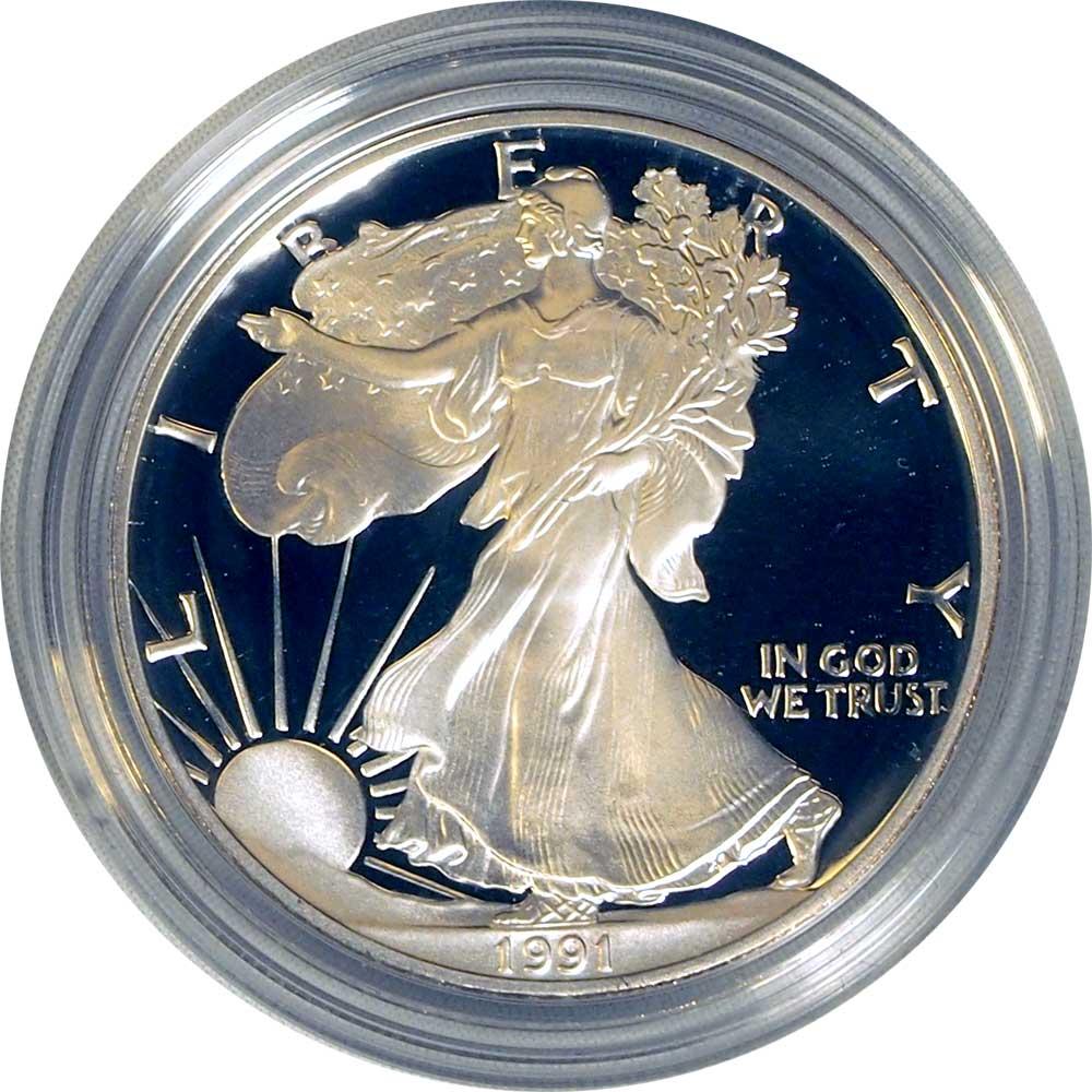 1991 Silver Eagle PROOF In Box with COA 1991-S American Silver Eagle Dollar Proof