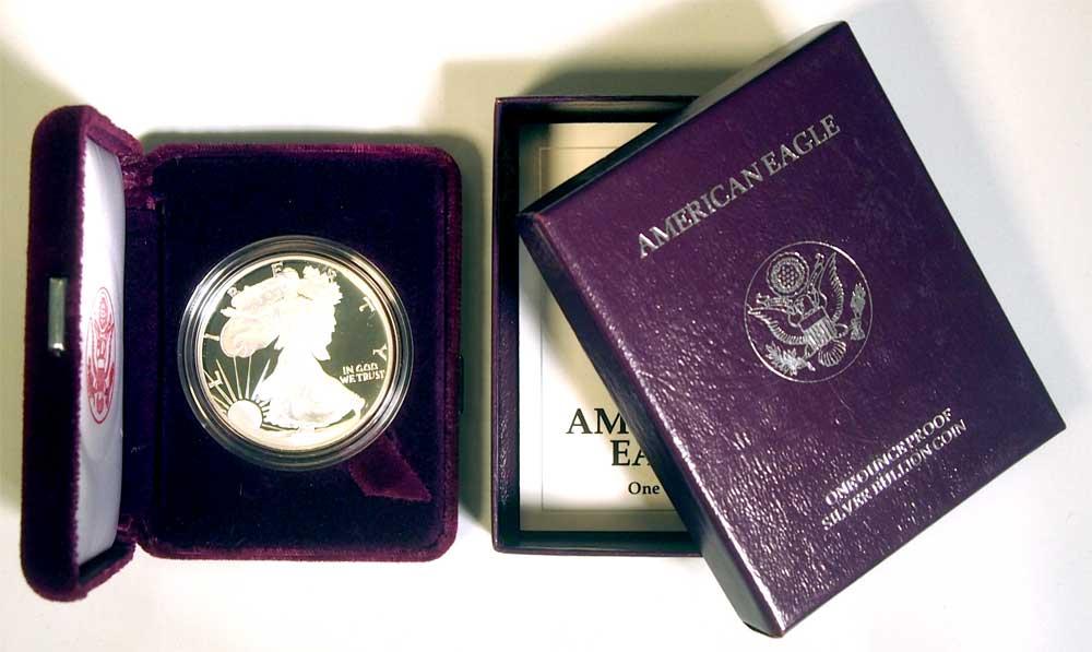 1991 Silver Eagle PROOF In Box with COA 1991-S American Silver Eagle Dollar Proof