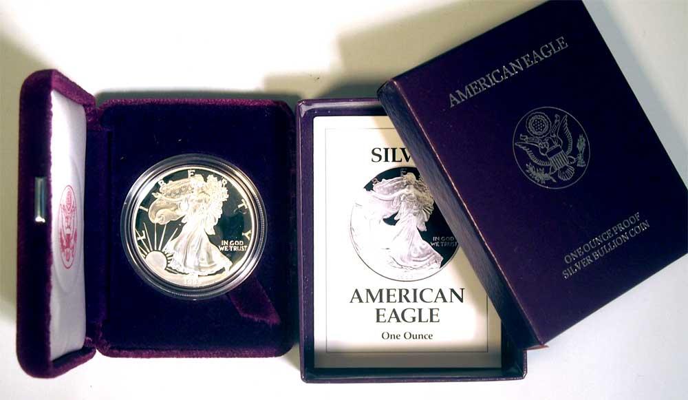 1993 Silver Eagle PROOF In Box with COA 1993-P American Silver Eagle Dollar Proof