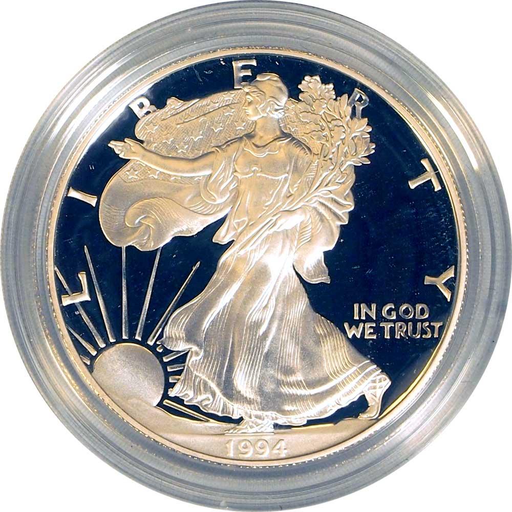 1994 Silver Eagle PROOF In Box with COA 1994-P American Silver Eagle Dollar Proof