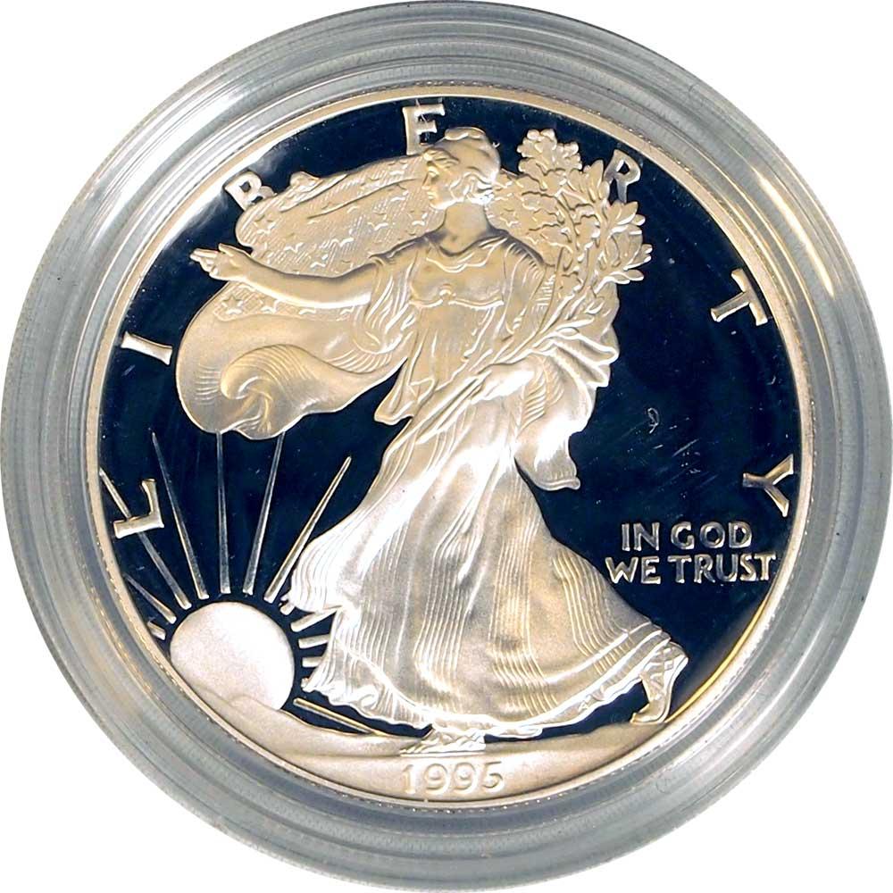 1995 Silver Eagle PROOF In Box with COA 1995-P American Silver Eagle Dollar Proof
