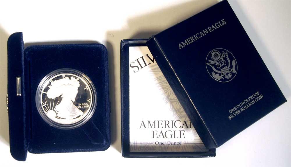 1995 Silver Eagle PROOF In Box with COA 1995-P American Silver Eagle Dollar Proof