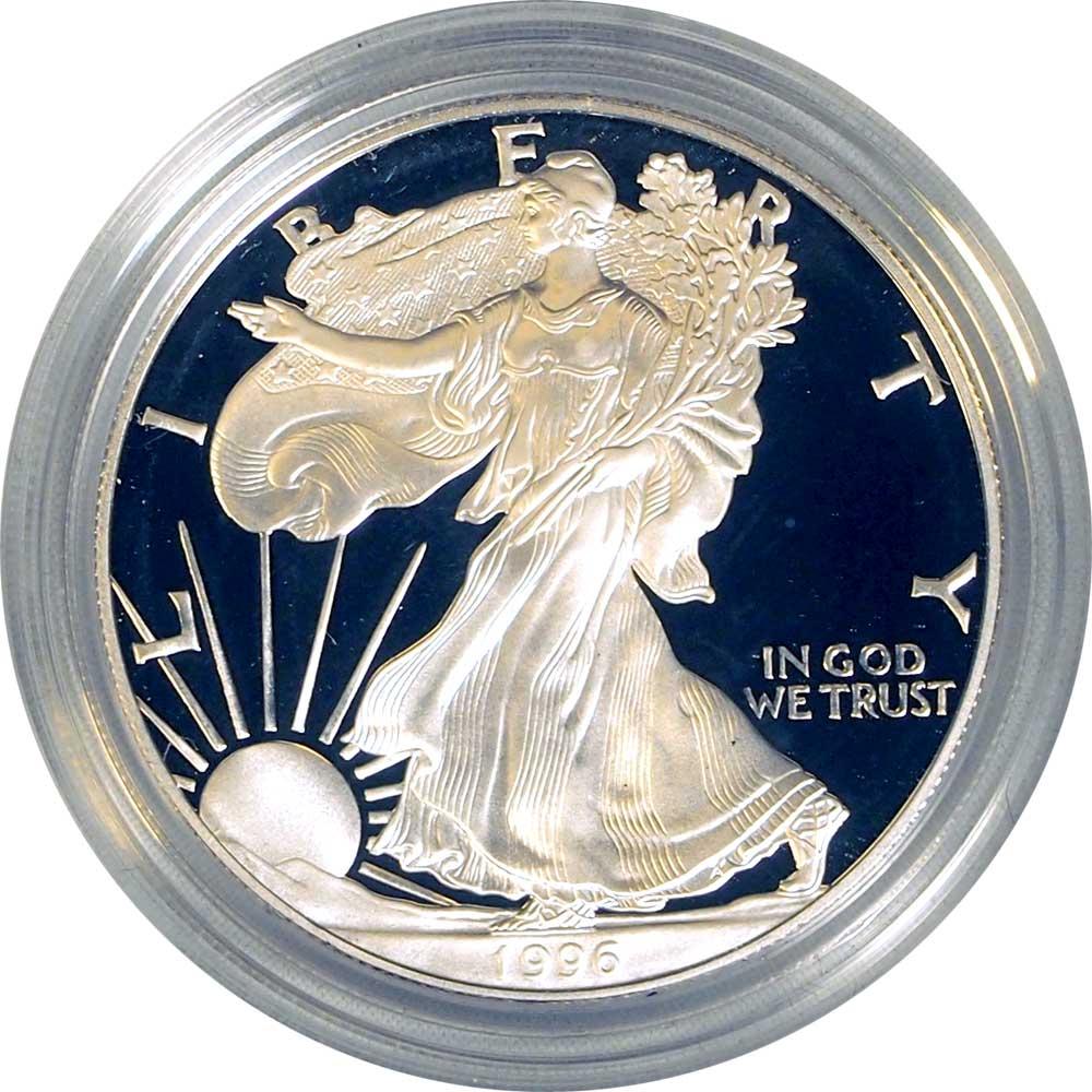 1996 Silver Eagle PROOF In Box with COA 1996-P American Silver Eagle Dollar Proof