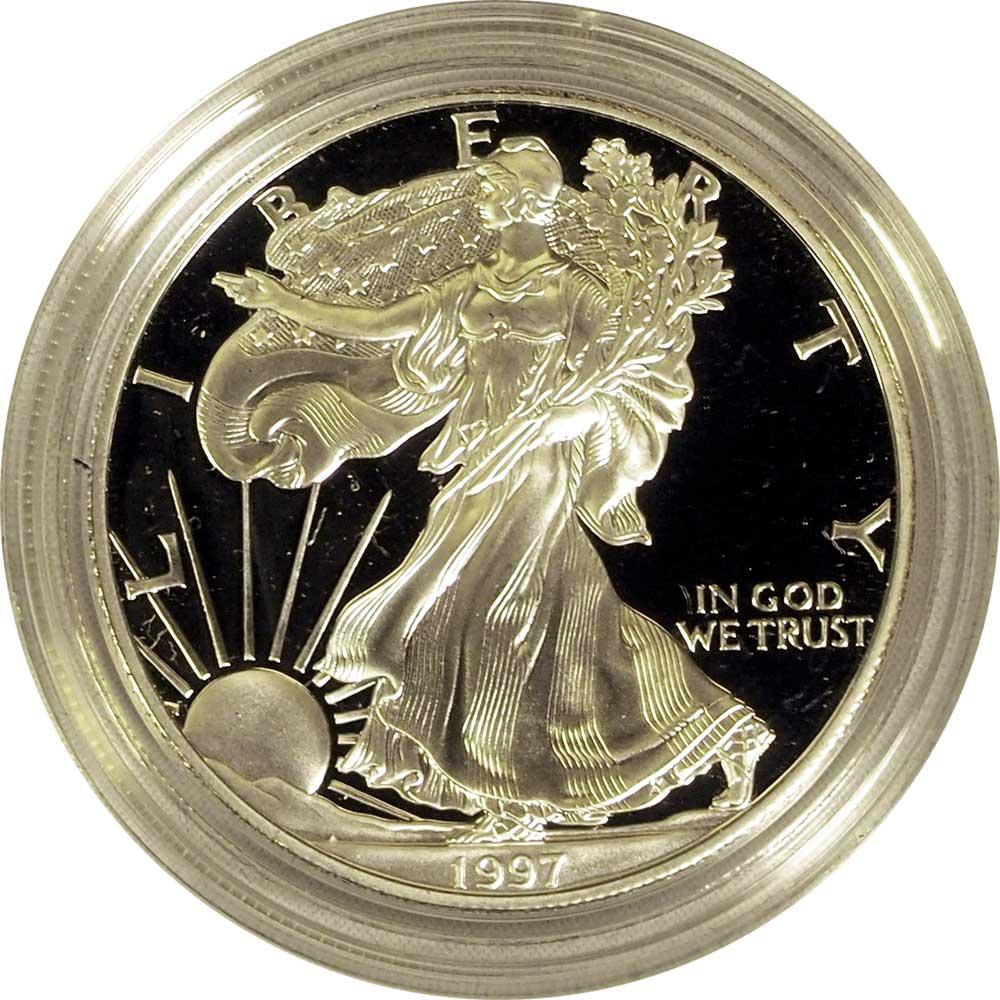 1997 Silver Eagle PROOF In Box with COA 1997-P American Silver Eagle Dollar Proof